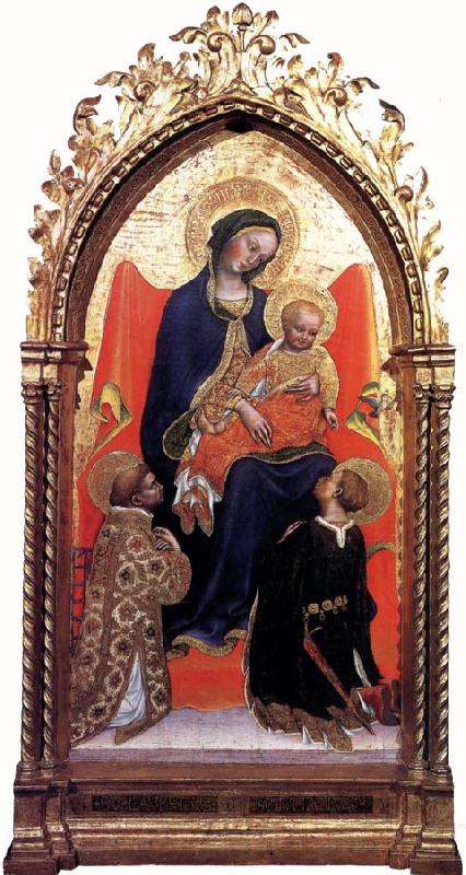 Giovanni di Francesco Madonna Enthroned with St Lawrence and St Julian Norge oil painting art